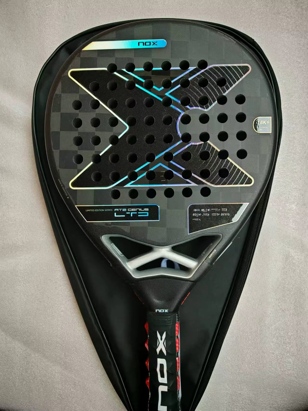 Padel Tennis Racquet Carbon Fiber Soft EVA Surface Round, Suitable for Men and Women Training Accessories