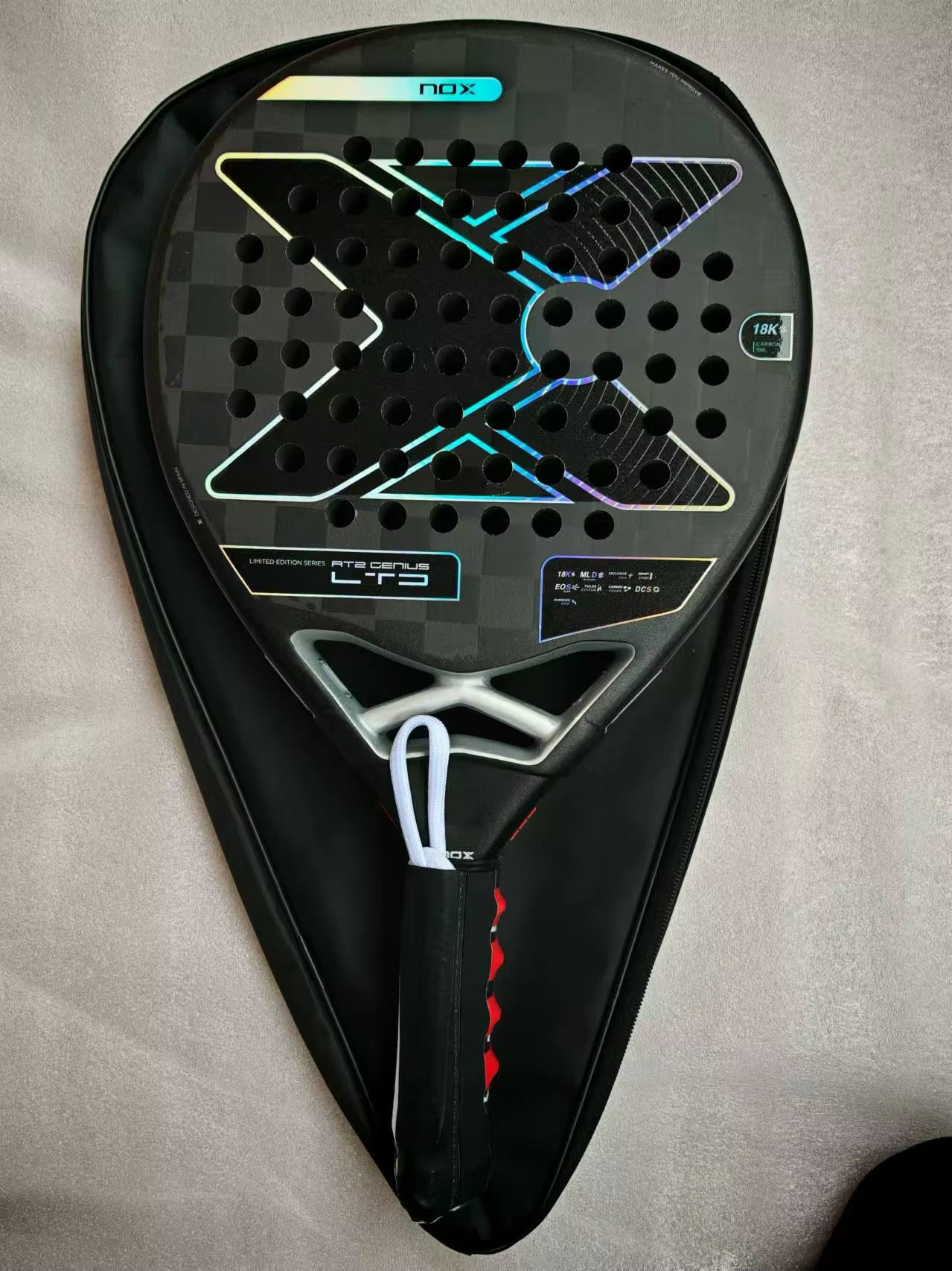 Padel Tennis Racquet Carbon Fiber Soft EVA Surface Round, Suitable for Men and Women Training Accessories