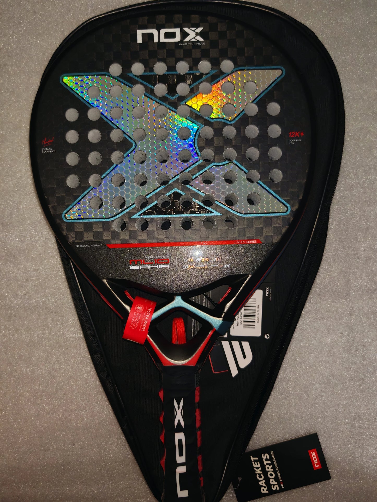 Padel Tennis Racquet Carbon Fiber Soft EVA Surface Round, Suitable for Men and Women Training Accessories