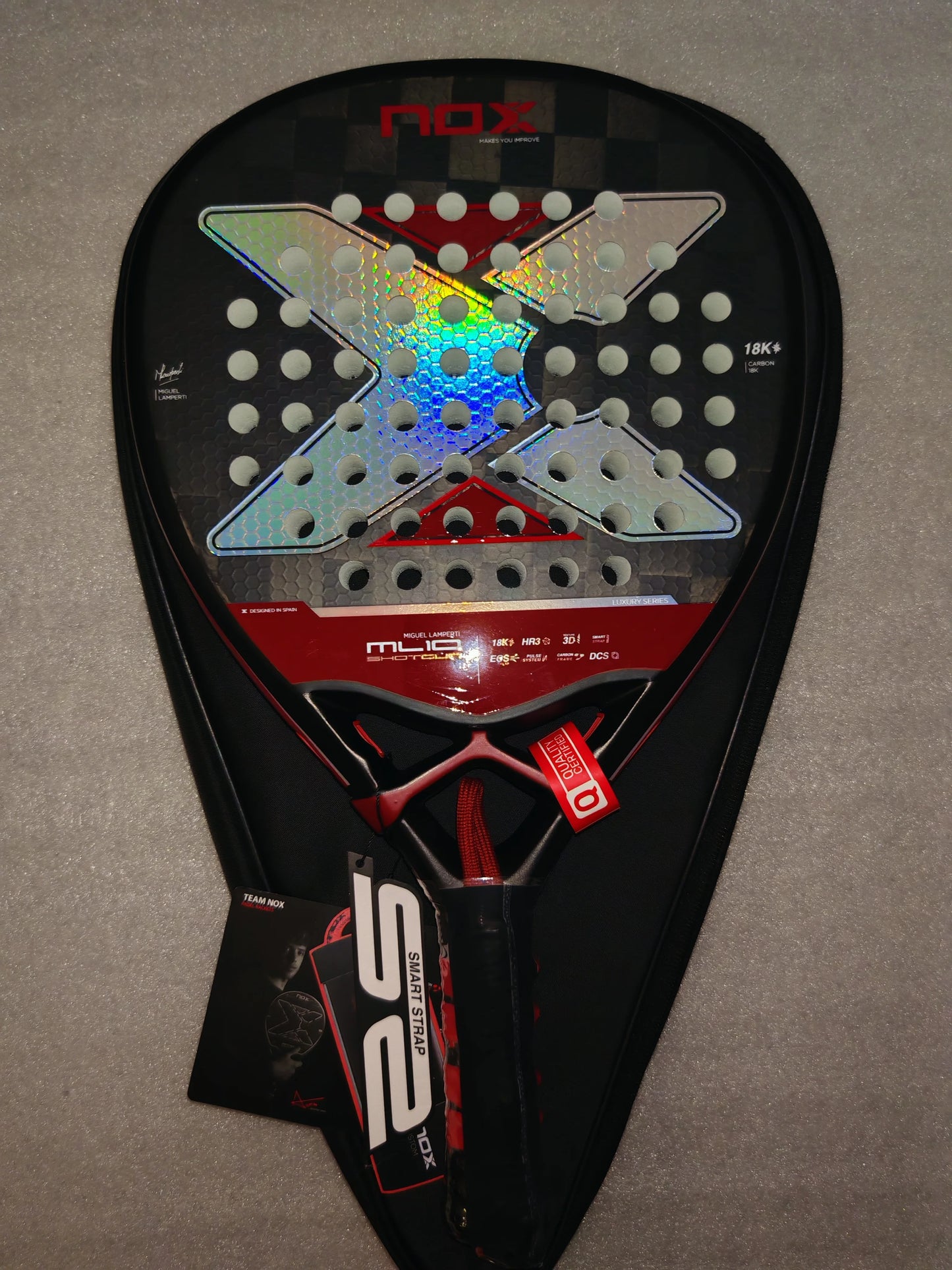 Padel Tennis Racquet Carbon Fiber Soft EVA Surface Round, Suitable for Men and Women Training Accessories