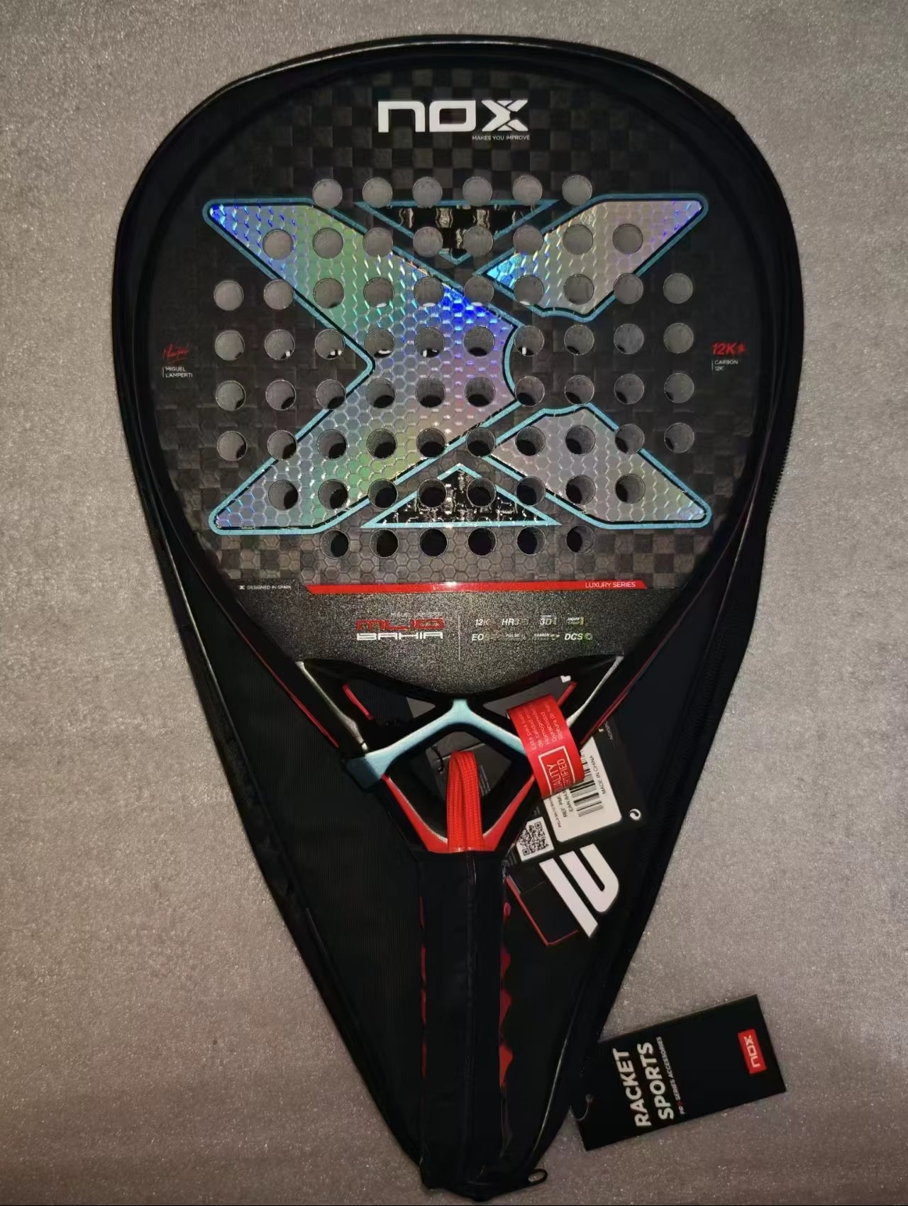 Padel Tennis Racquet Carbon Fiber Soft EVA Surface Round, Suitable for Men and Women Training Accessories